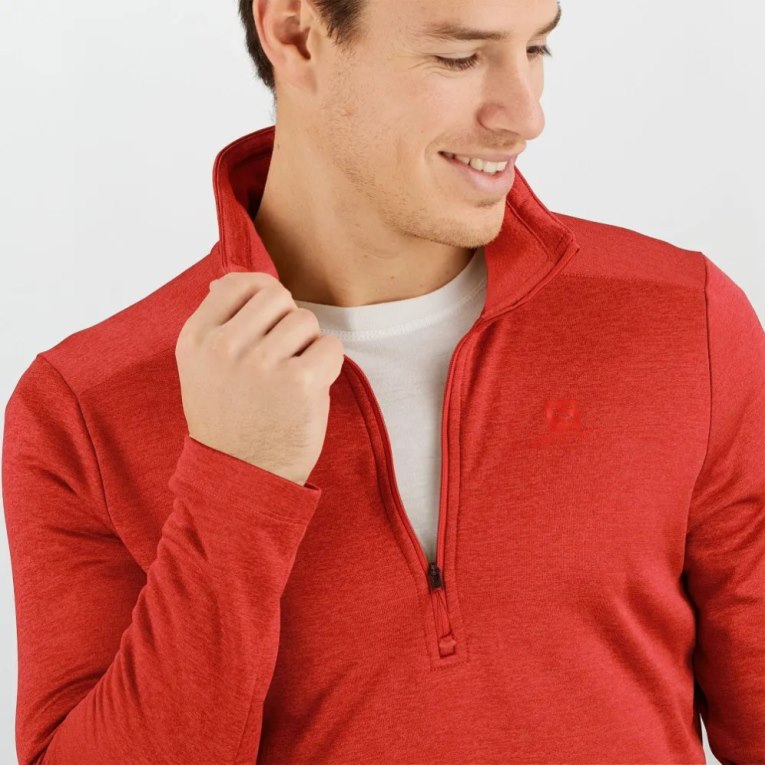 Red Salomon Essential Lightwarm Seamless Half Zip Men's Sweatshirt | PH 42918M